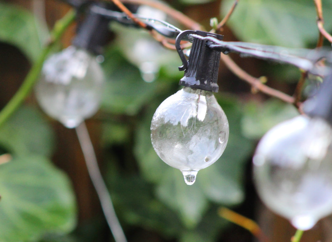 a lightbulb with a drip of water