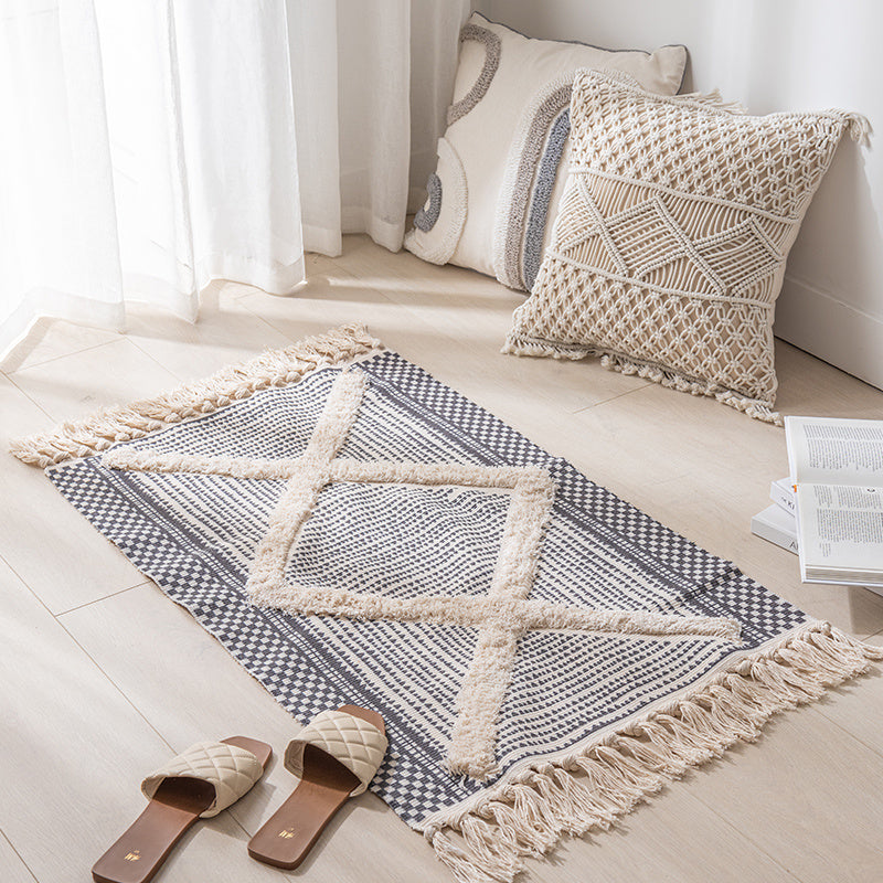 Modern Minimalist Boho Tufted Woven Rug