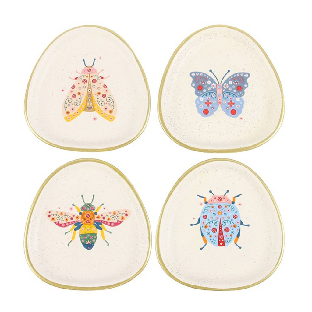 Set of 4 Floral Bug Trinket Dishes