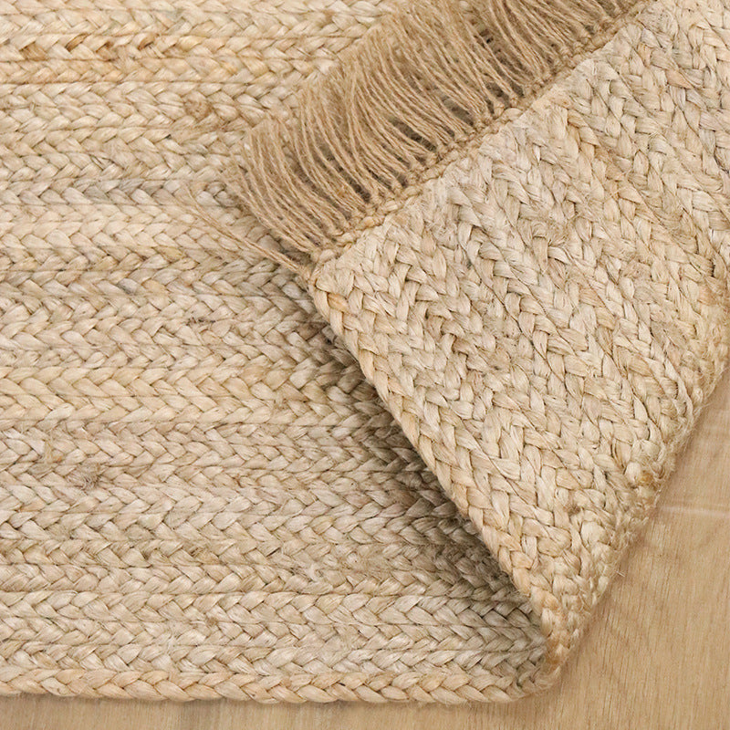 Rustic Handmade Fringed Jute Rug