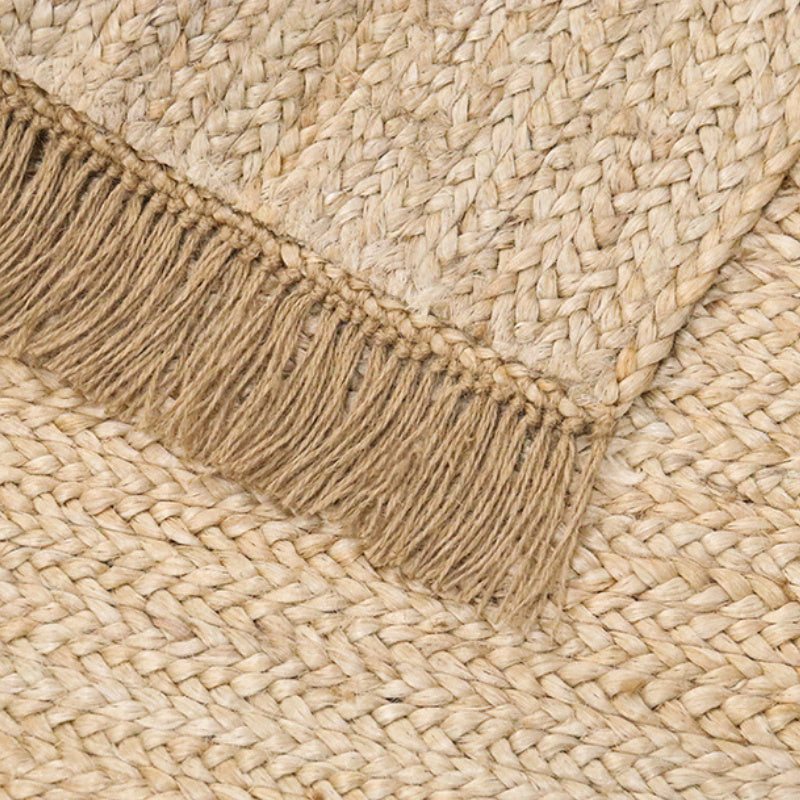 Rustic Handmade Fringed Jute Rug