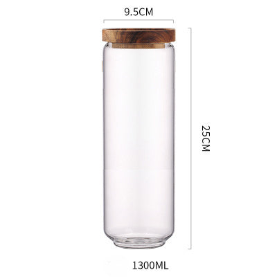 Rustic Glass Jars with Acacia Wooden Lids