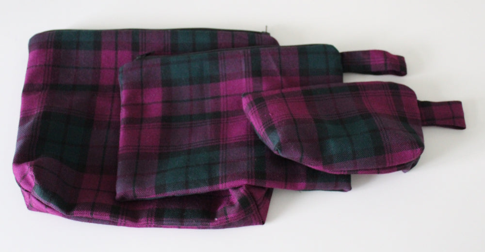Cherry Forest Tartan Pouch Pack - Set of 3