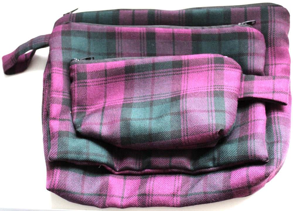 Cherry Forest Tartan Pouch Pack - Set of 3