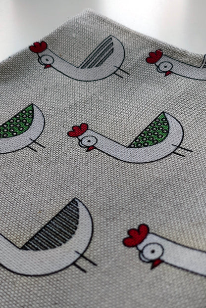 Quirky Chickens Lithuanian Linen Tea Towel