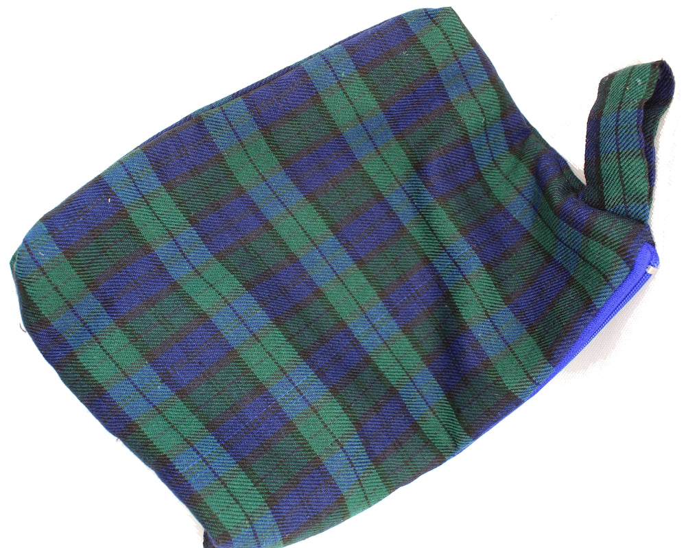Blue & Green Tartan - Handmade 4 Pouch set