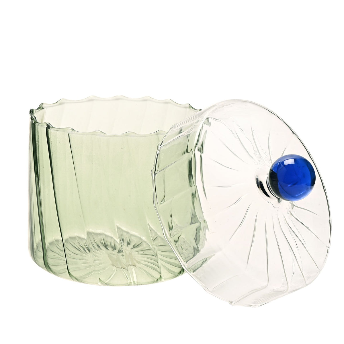 Handmade Coloured Glass Trinket Box - Green & Blue