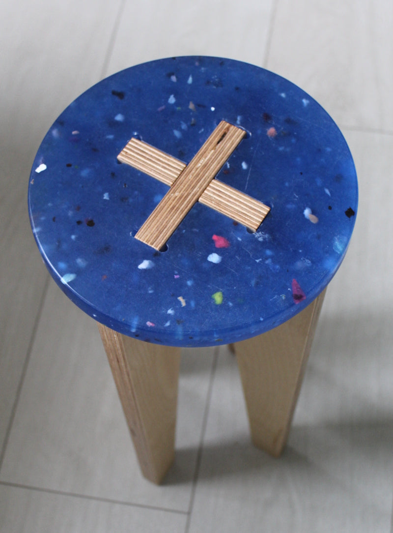 Recycled Plastic Waste Plant Stand, Tall, Blue