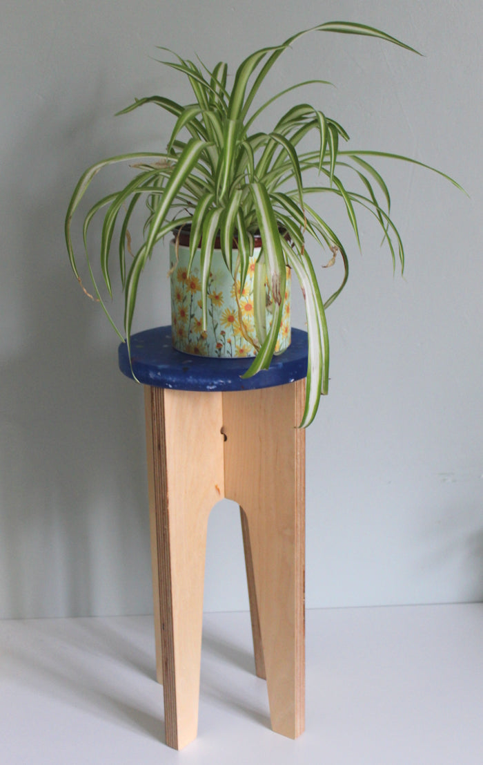 Recycled Plastic Waste Plant Stand, Tall, Blue