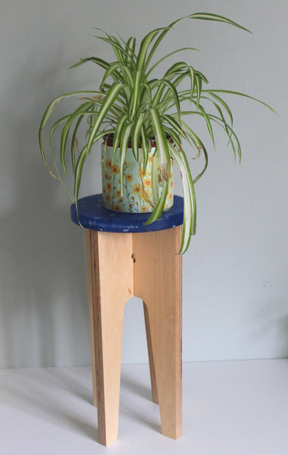 Recycled Plastic Waste Plant Stand, Tall, Blue