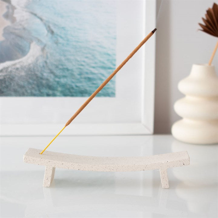 Cream Speckle Ceramic Incense Holder & Ash Catcher