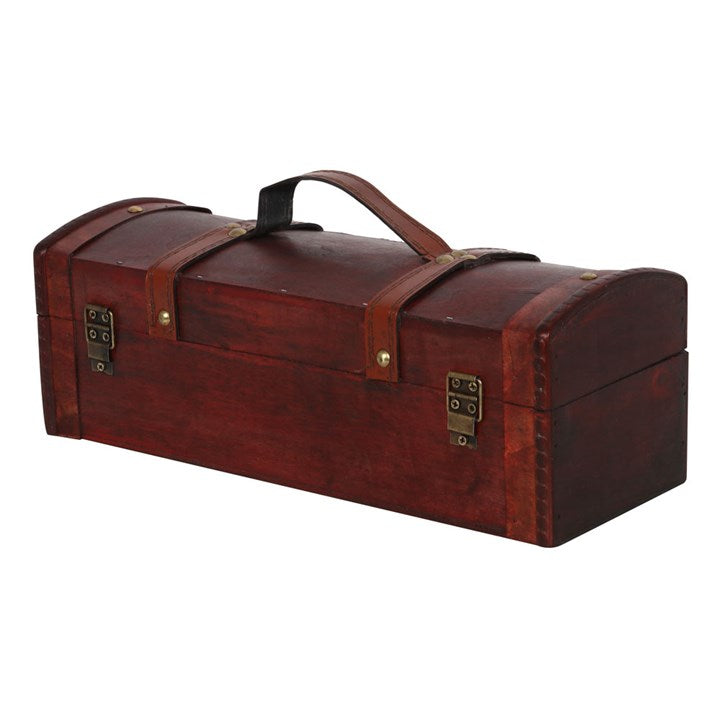 Wooden toolbox with a handle on a white background