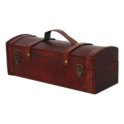 Wooden toolbox with a handle on a white background