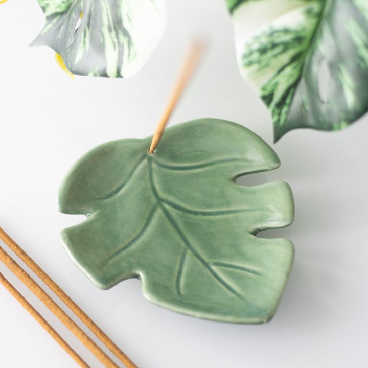 Palm Leaf Ceramic Incense Holder