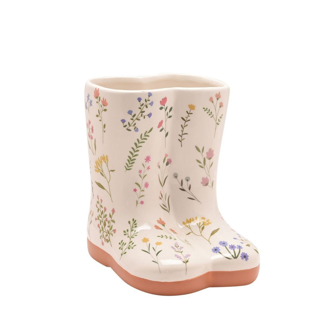 Ceramic Floral Wellies Vase