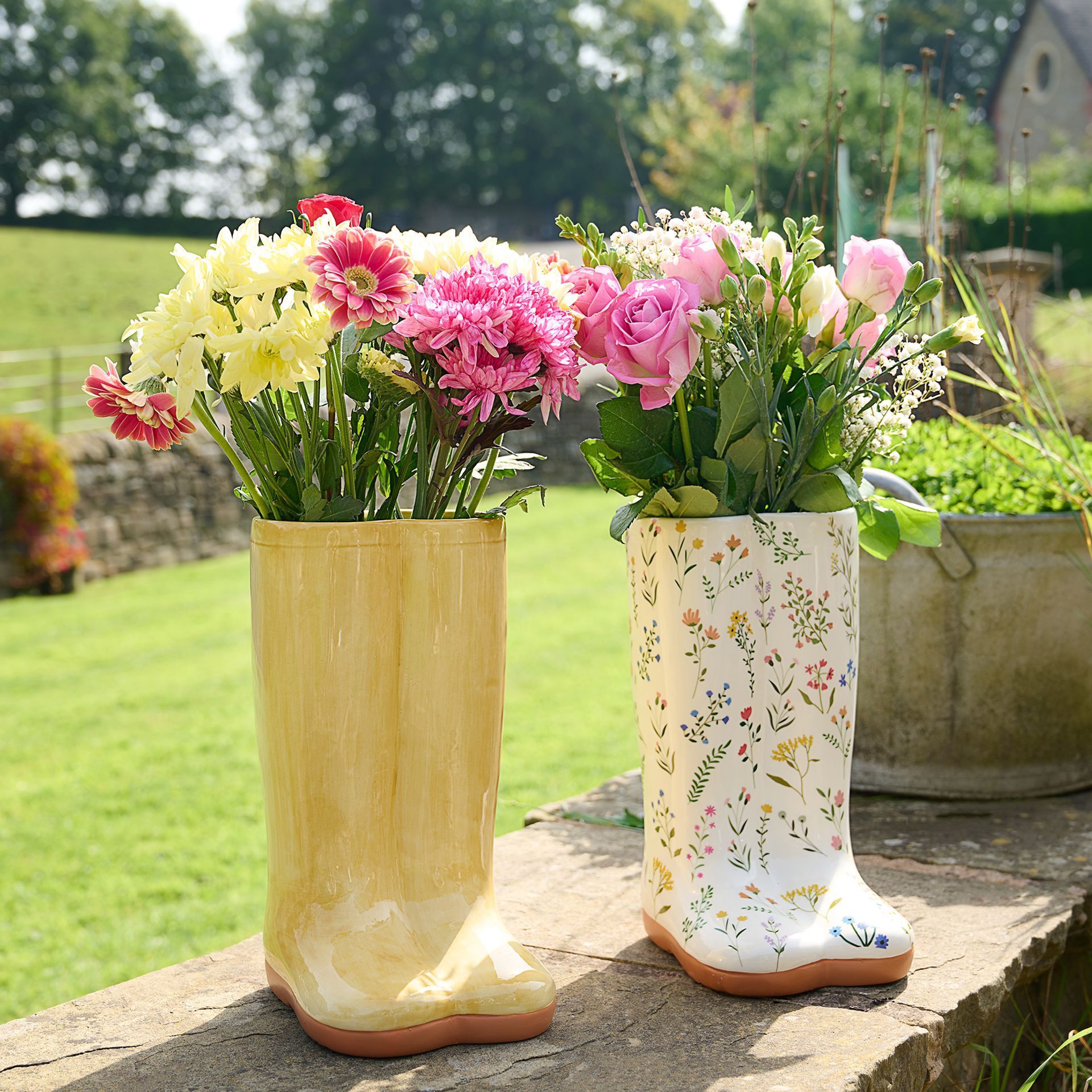Ceramic Yellow Wellies Vase