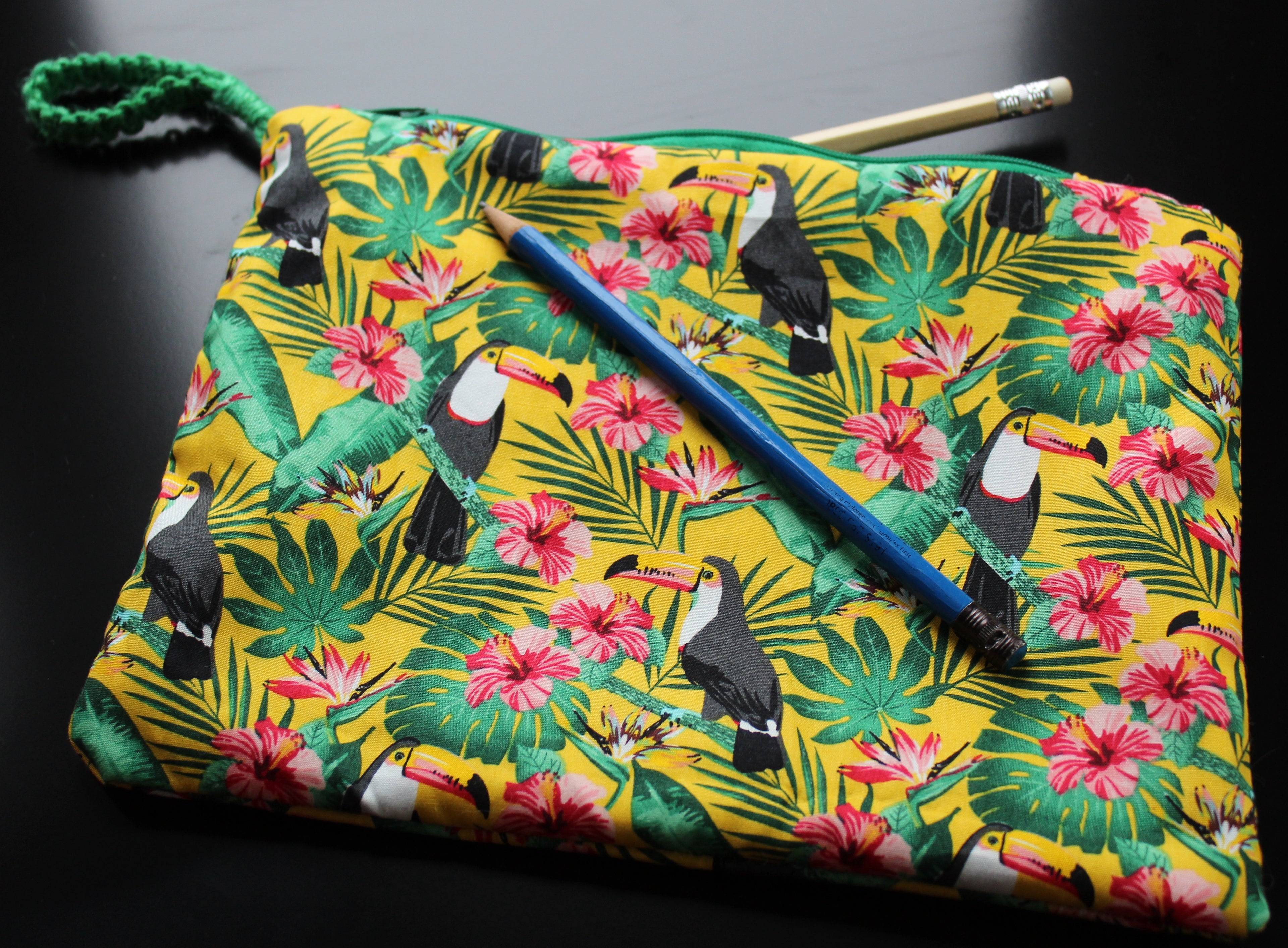 Tropical Toucan - Handmade Zip Pouch