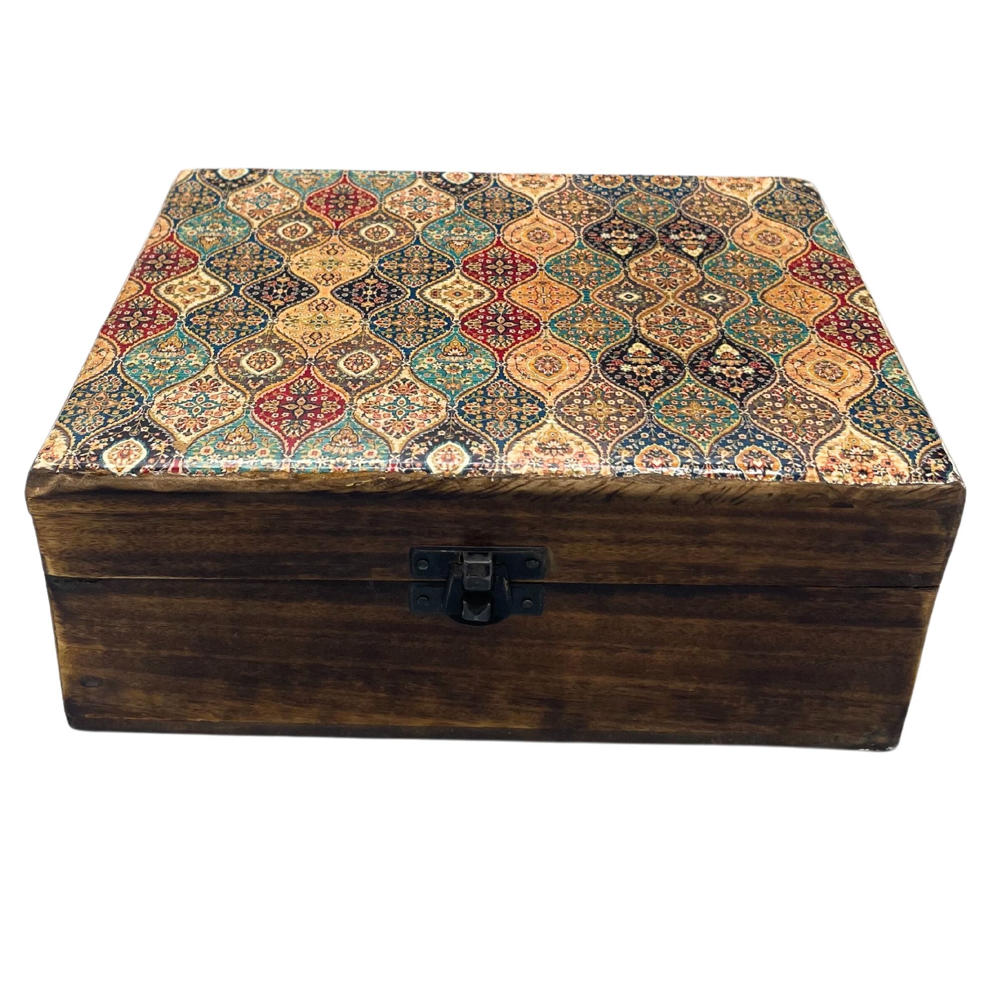 Large Moorish Ceramic Glazed Wood Box