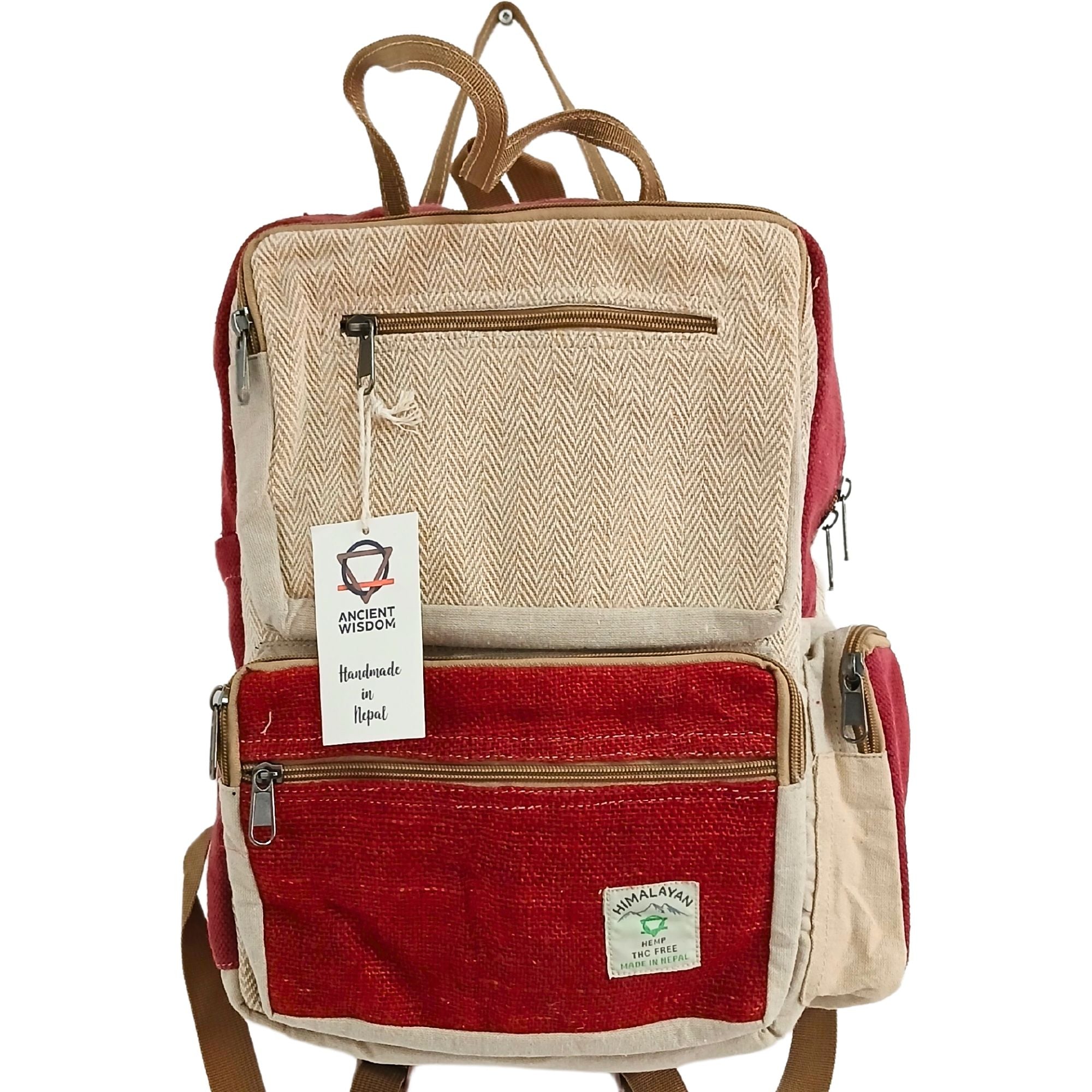 Wanderlust Hemp Backpack: Handmade in Nepal - Strawberries & Cream