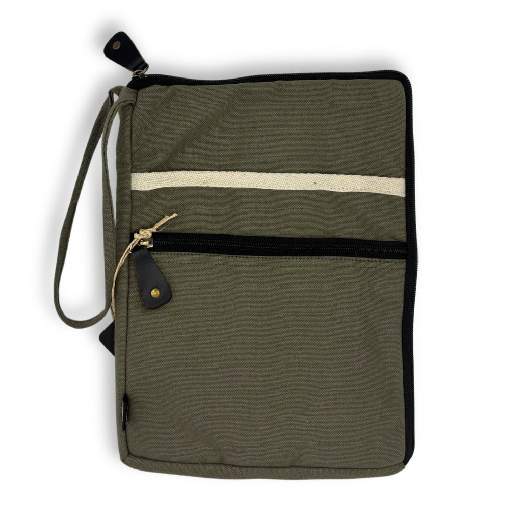 Canvas Travel Laptop Pouch - Olive