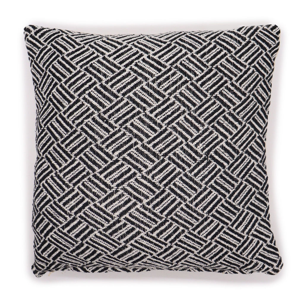 Indian Artisan Cushion Cover – Black & White Geometric Weave