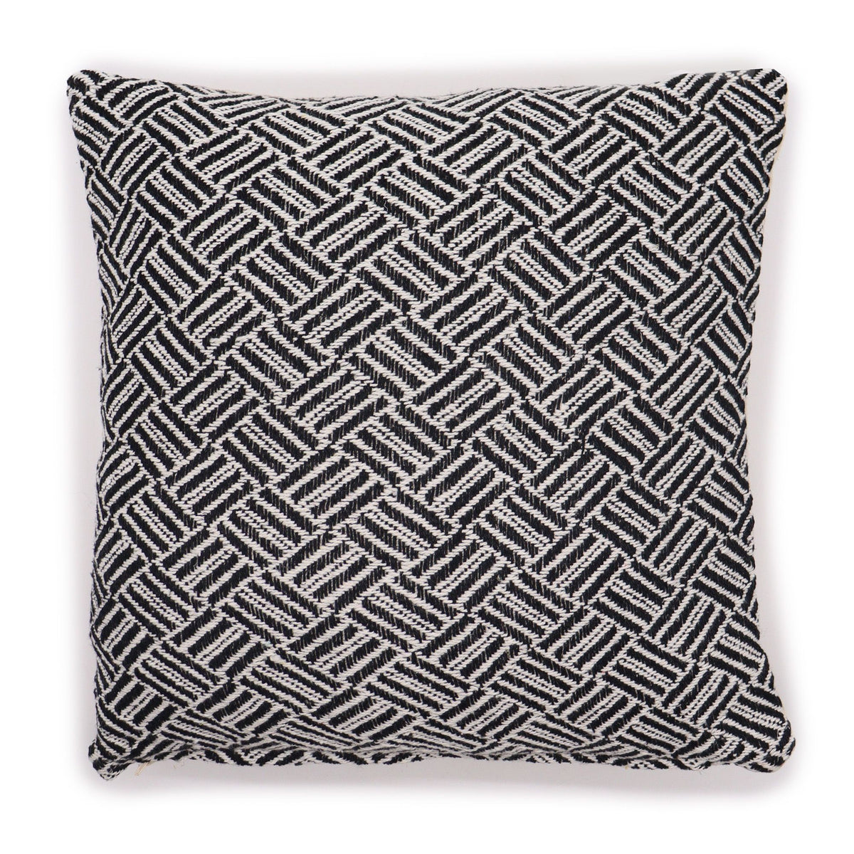 Decorative pillow with a geometric pattern on a white background