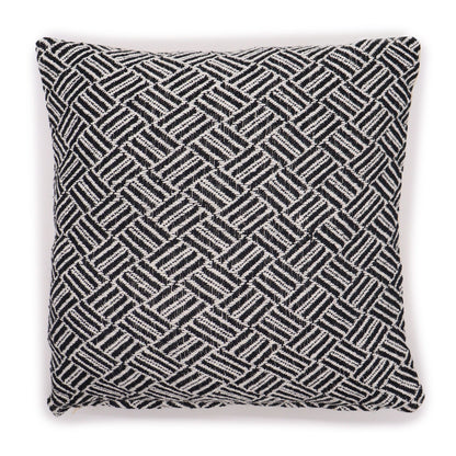 Decorative pillow with a geometric pattern on a white background