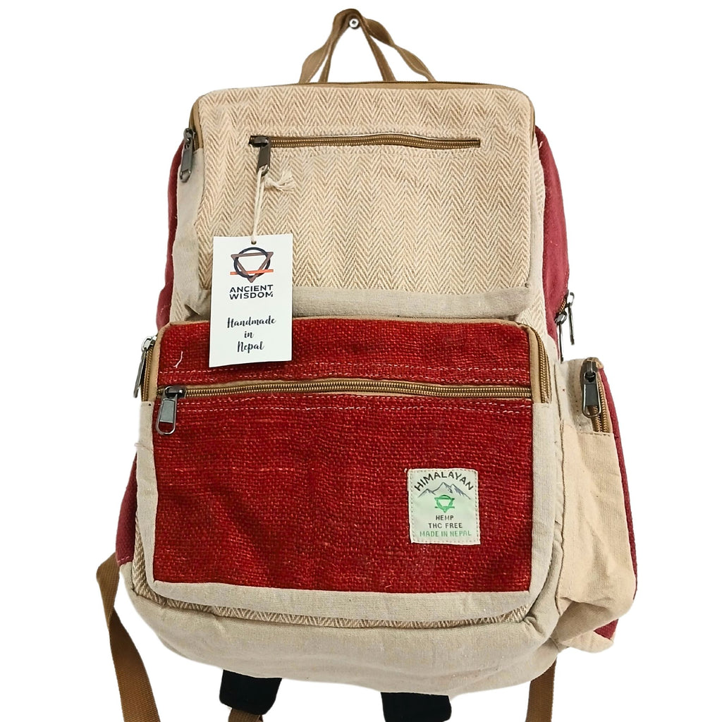 Wanderlust Hemp Backpack: Handmade in Nepal - Strawberries & Cream