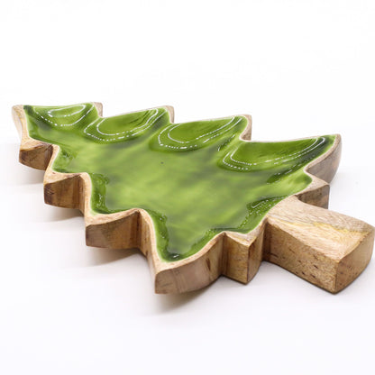 Fir Tree Wood and Enamel Dish