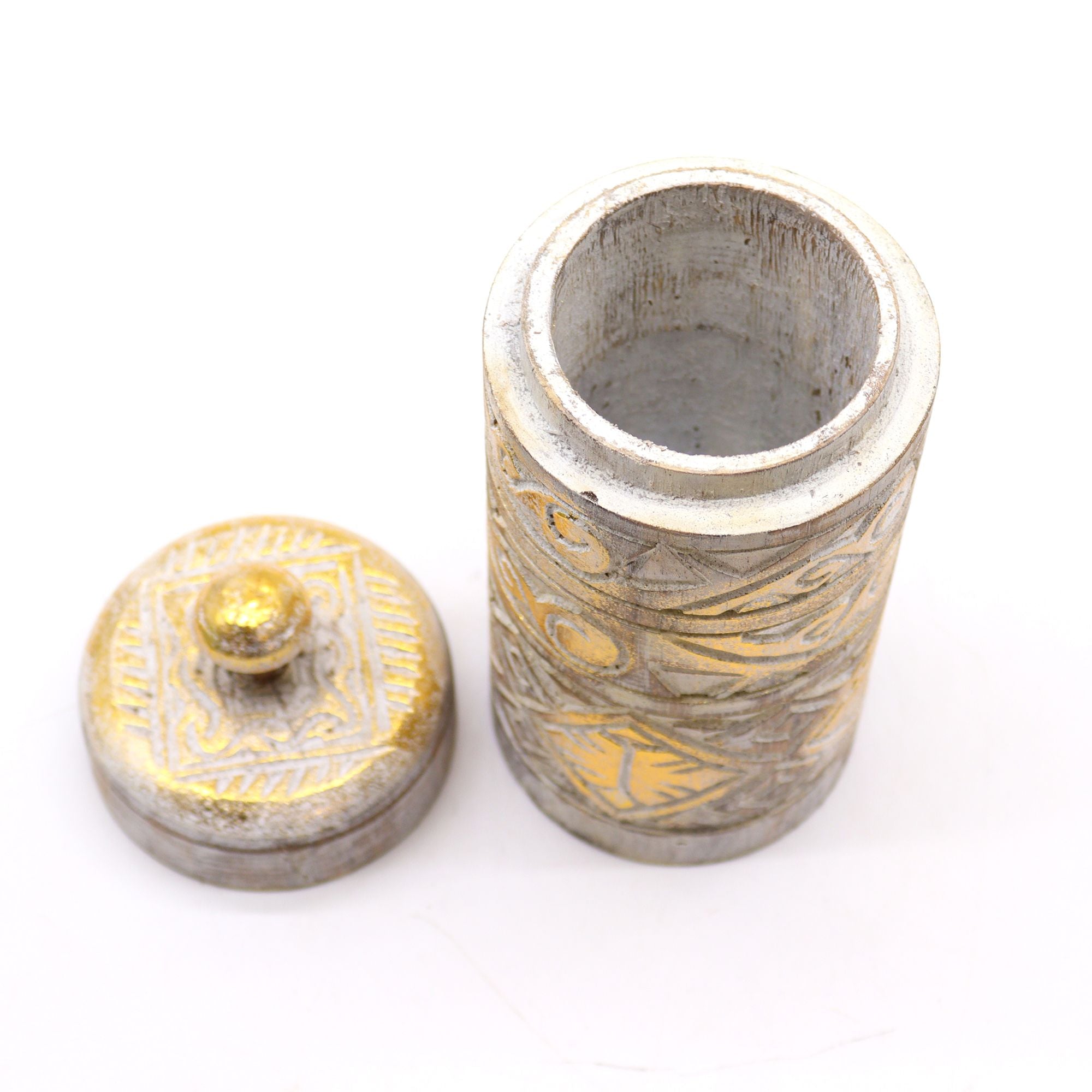 White & Gold Tall Keepsake Container