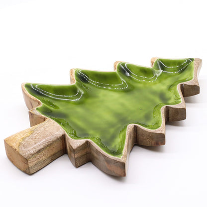 Fir Tree Wood and Enamel Dish