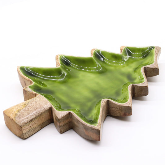Fir Tree Wood and Enamel Dish