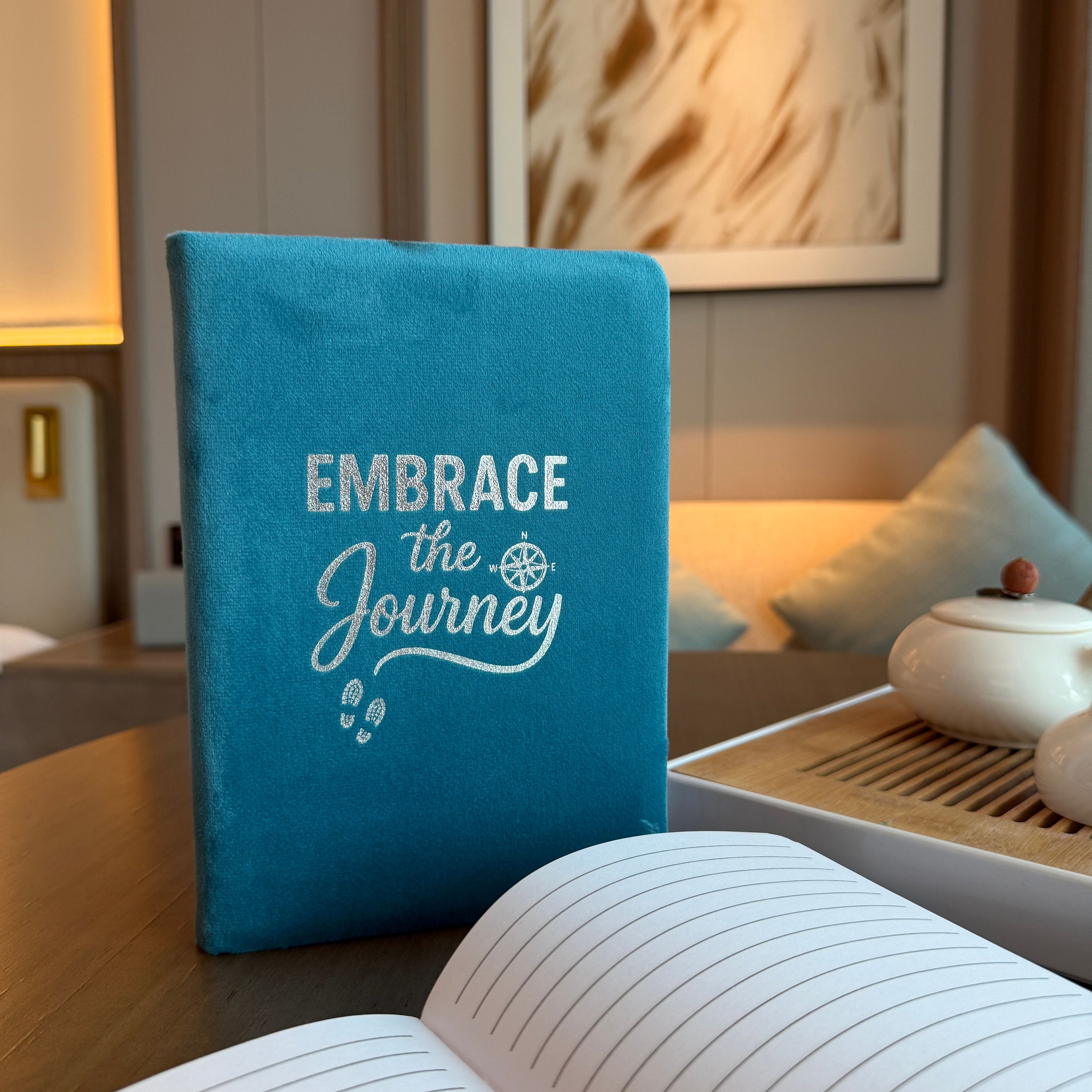 Embrace The Journey - Teal Velvet Notebook