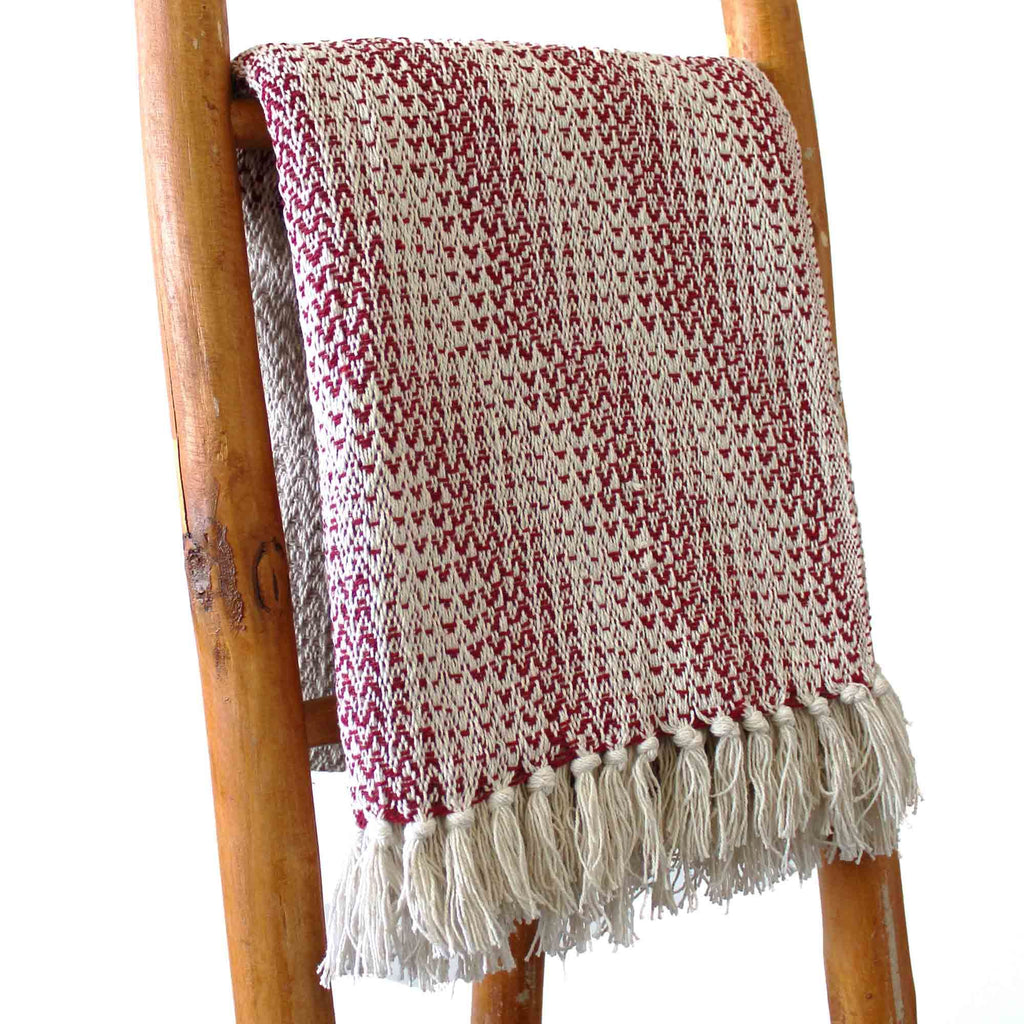 Driftwoven Cotton Tassled Throw  - Ruby Two Tone
