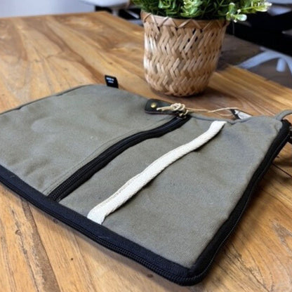 Canvas Travel Tablet Pouch - Olive