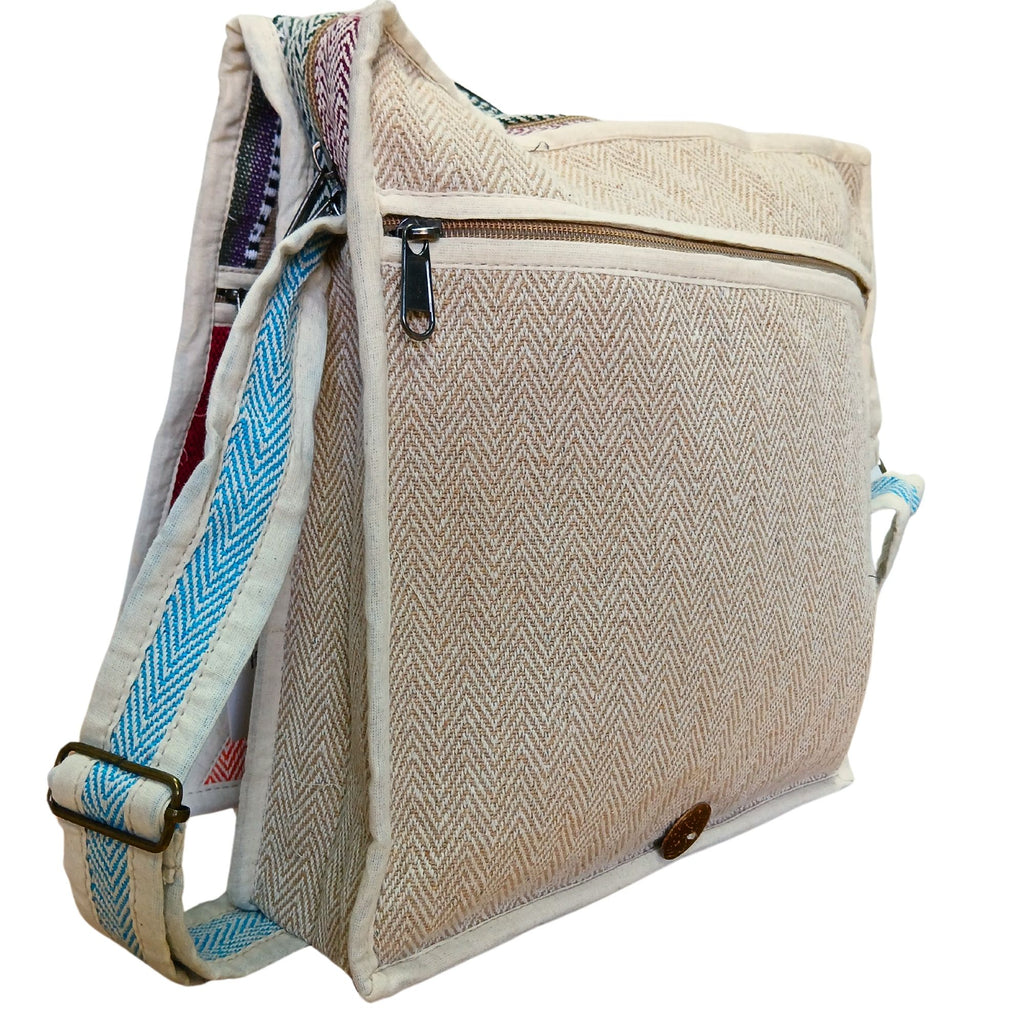 Hemp Laptop Messenger Bag - Geometric Triangle Design