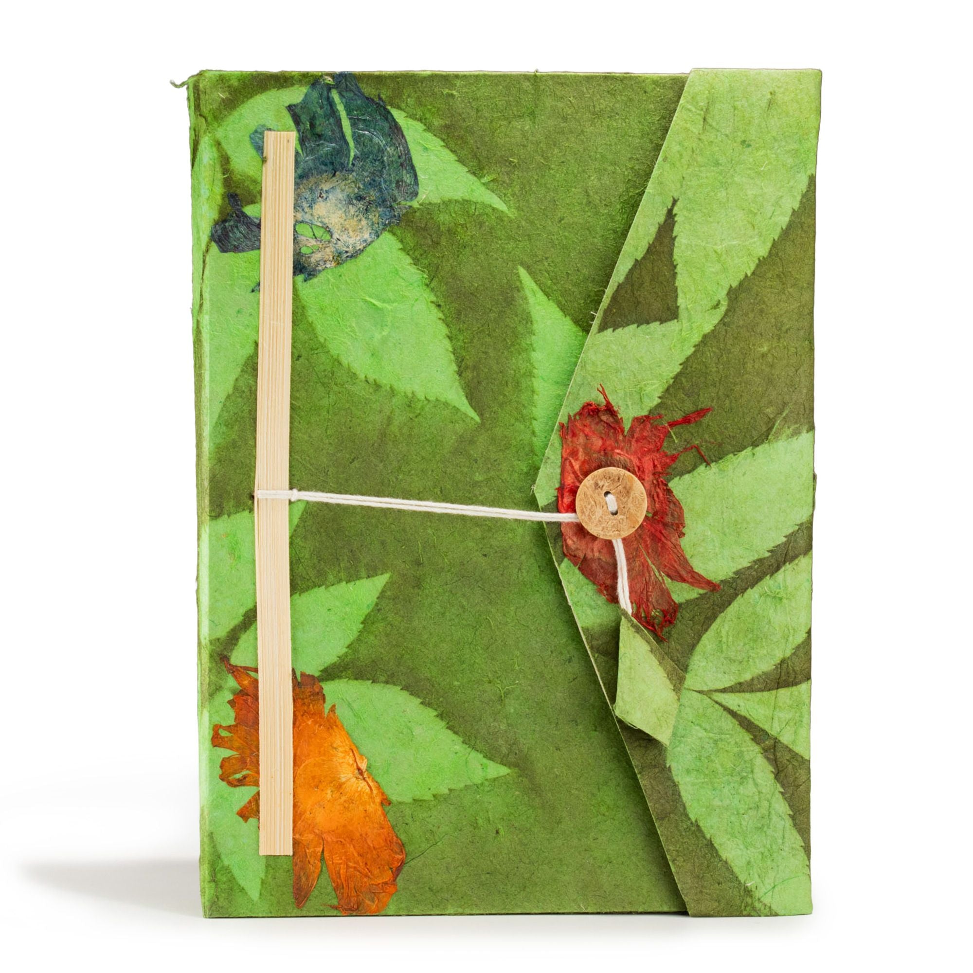 Lokta Bold Floral Notebook – Moss Green