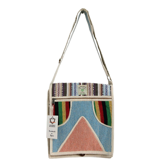 Hemp Laptop Messenger Bag - Geometric Triangle Design