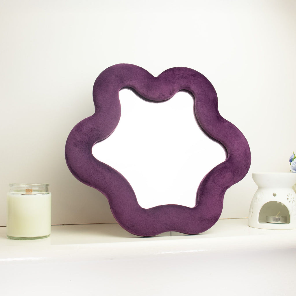 Maroon Flower Mirror - Soft Squiggly Mirror