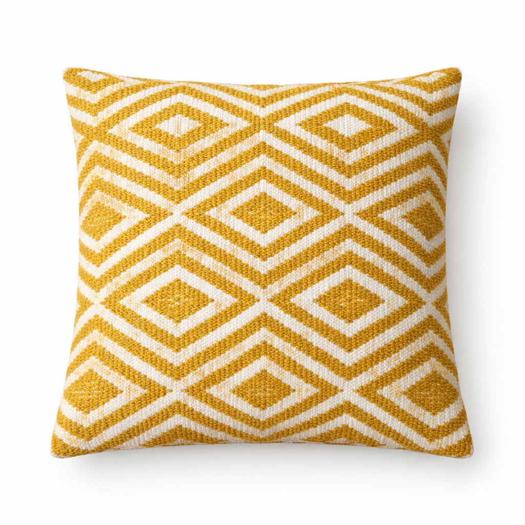 Bold Geometric Cushion Cover -  Mustard