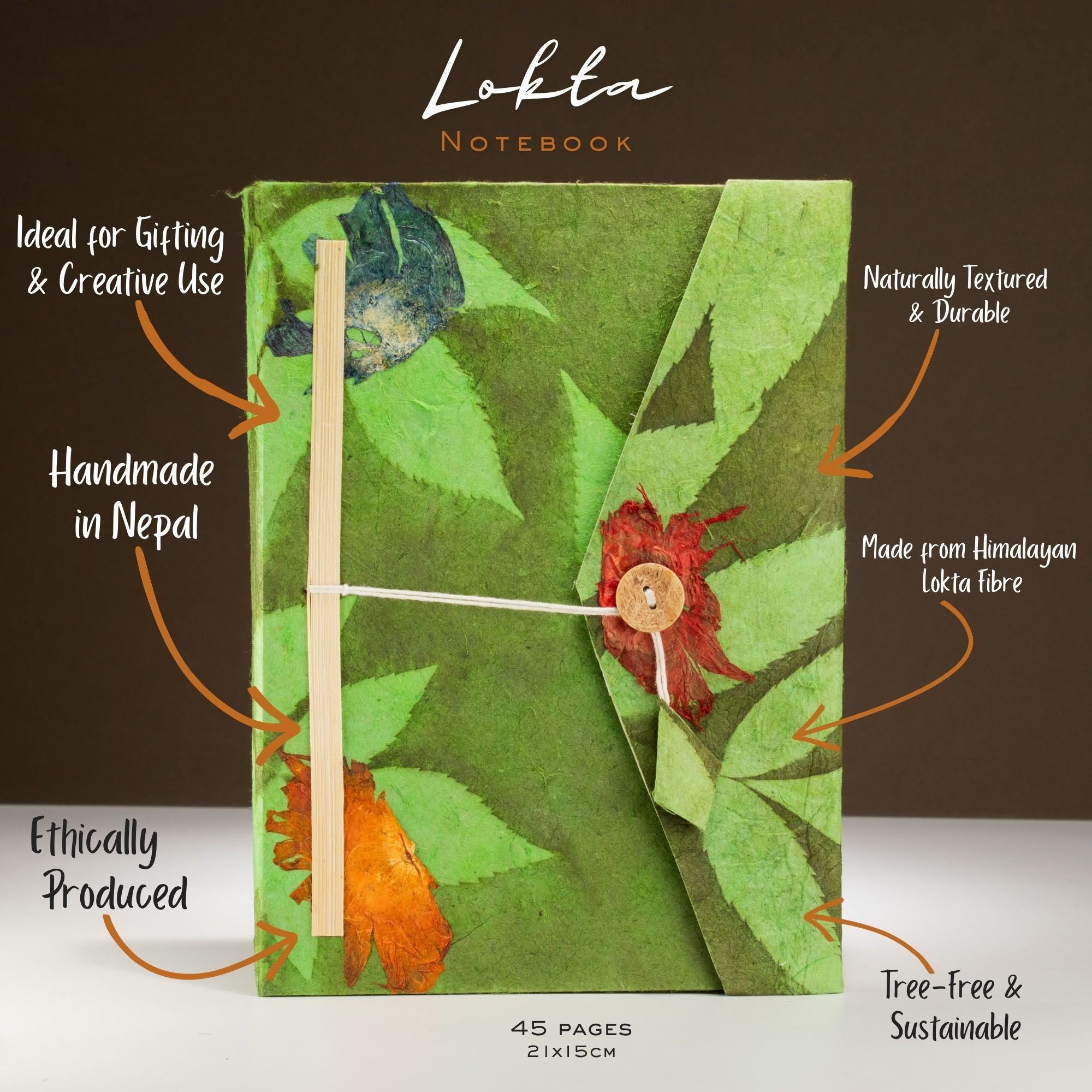 Lokta Bold Floral Notebook – Moss Green