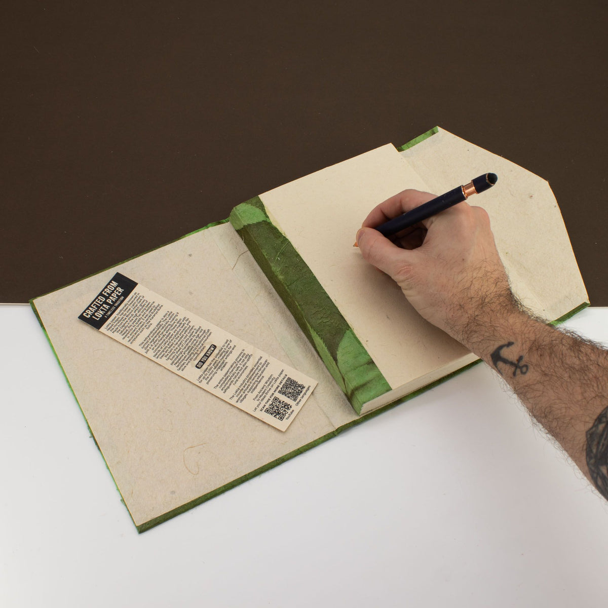 Lokta Bold Floral Notebook – Moss Green