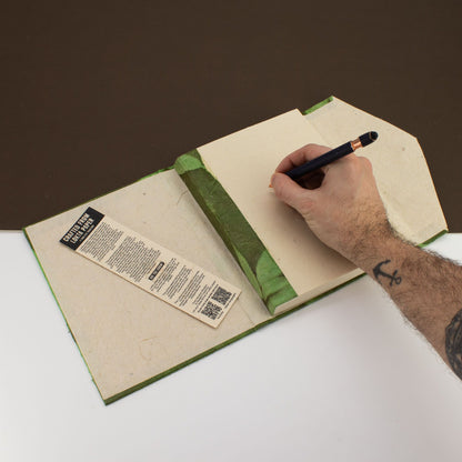 Lokta Bold Floral Notebook – Moss Green