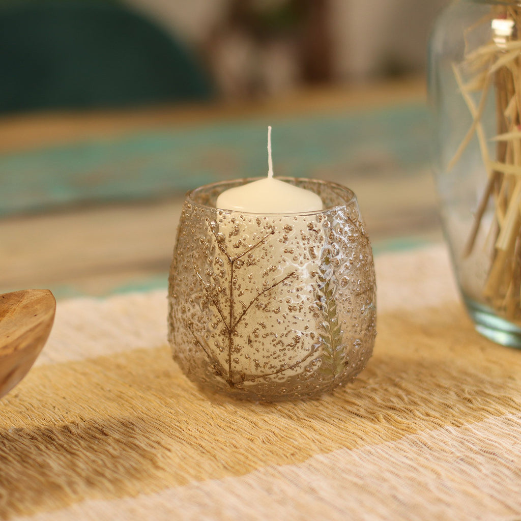 Woodland Floral Glass Candle Holder
