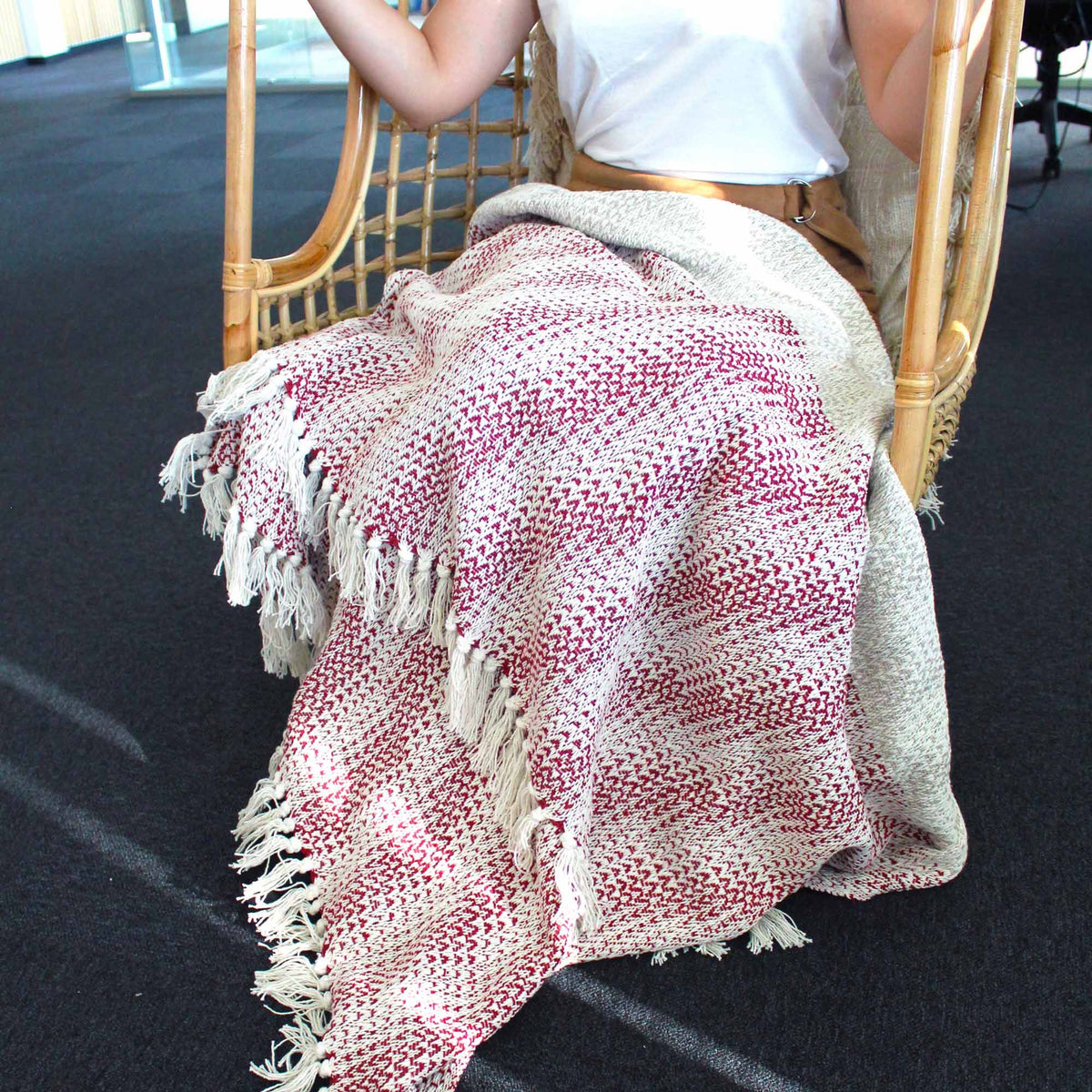Boho Comfort Throw - Driftwoven Ruby Two Tone