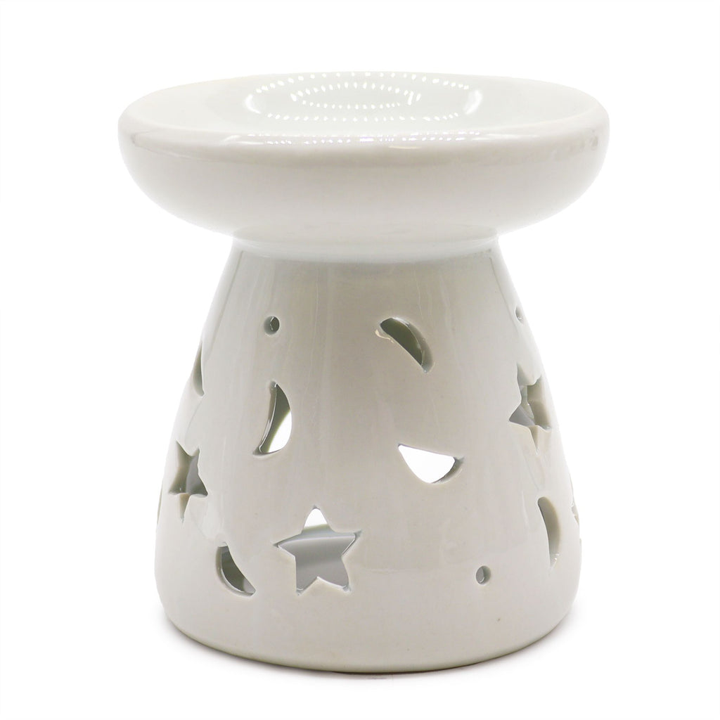Celestial Glow Ceramic Oil Burner – Moon & Stars
