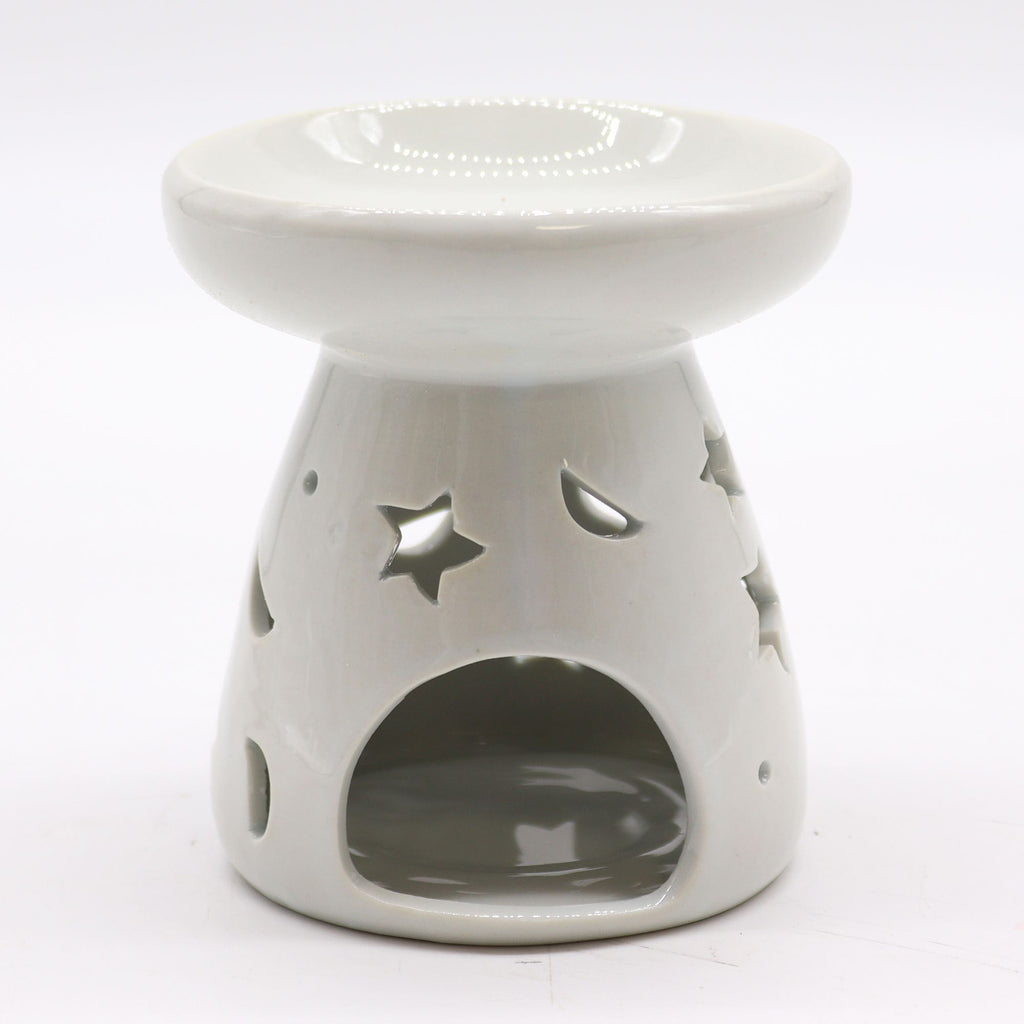 Celestial Glow Ceramic Oil Burner – Moon & Stars