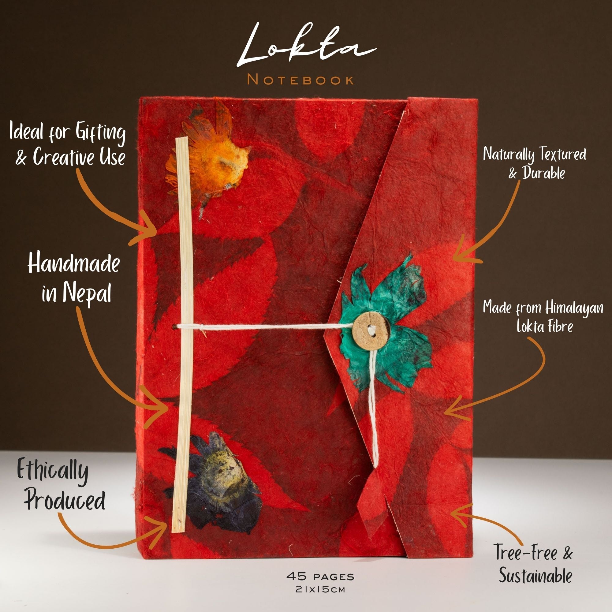 Lokta Bold Floral Notebook – Ruby A5