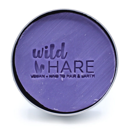 Purple Solid Shampoo Bar with 'wild HARE' branding on a white background