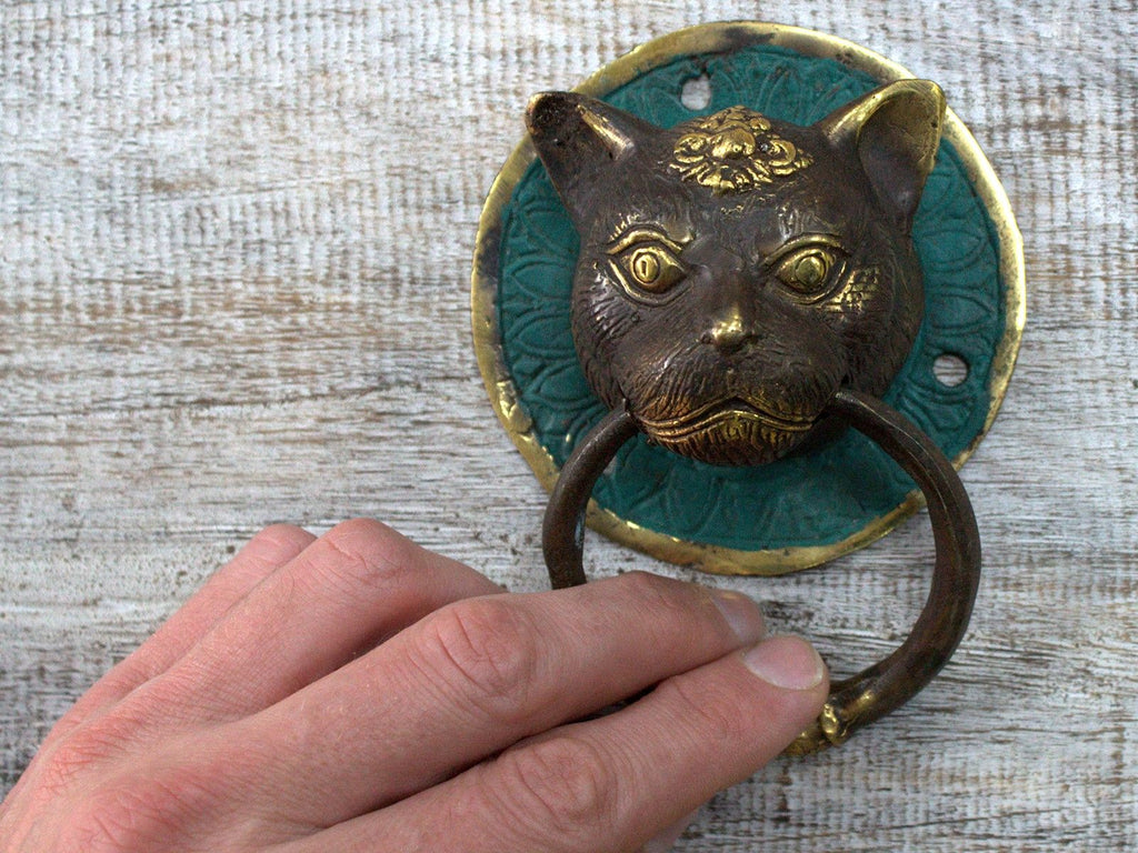 Brass Door Knocker - Cat's Head
